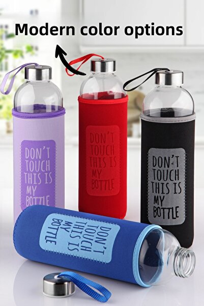 Nandy Home 1 Liter Glass Water Bottle – with Sleeve, Healthy and Durable Water Container – Don'T Touch This Is My Bottle