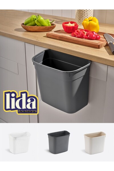 Lida Houseware 7 Liter Hanging Trash Can Without Lid - Fits All Kitchen Cabinets Bpa-Free Trash Can 7L