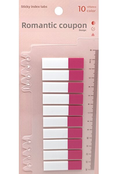 sibga tasarım ملصقات لاصقة شفافة وردية اللون نصفية الشكل. علامة كتاب لاصقة 200 ورقة