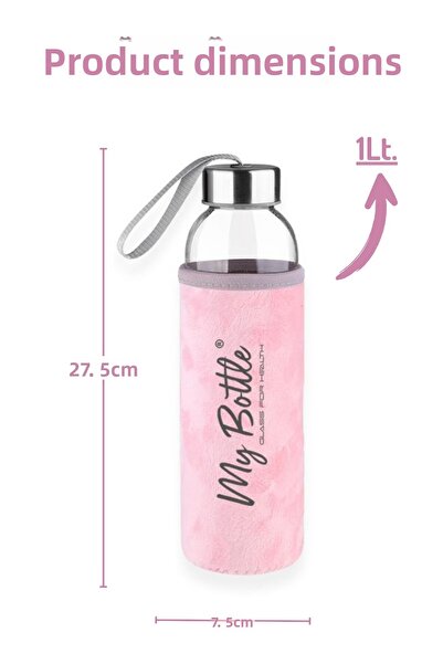 Nandy Home 1 Liter Glass Water Bottle – with Plush Cover, Carrying Strap, Durable Water Bottle – My Bottle