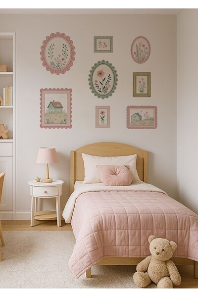 WALLHUMAN Set de cu model autocolante de perete cu aspect de ramă vintage, fl...