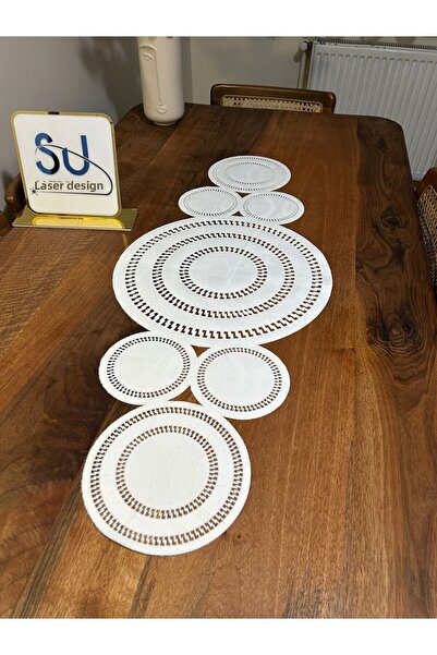 EHA LAZER Covoraș de masă modern american, culoare albă completă