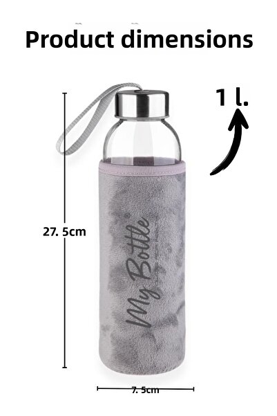 Nandy Home 1 Liter Glass Water Bottle – with Plush Cover, Carrying Strap, Durable Water Bottle – My Bottle