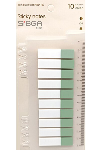 sibga tasarım ملصقات لاصقة شفافة خضراء نصفية. علامة كتاب لاصقة 200 ورقة