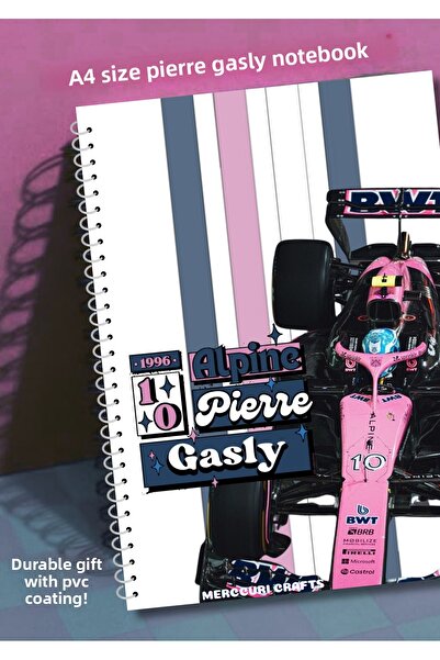 merccuri crafts Pierre Gasly A4 Spiral School Notebook 50 Sheets - Lined Pvc Cover Waterproof