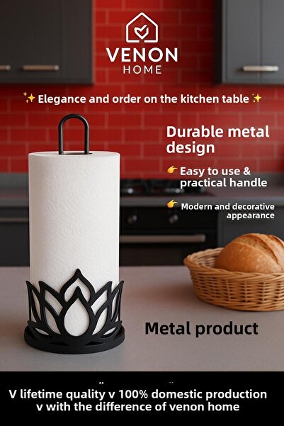 VENON 2Nd Set of Sets*Lotus Paper Towel Holder-Desktop Napkin Holder Metal Roll Towel Holder