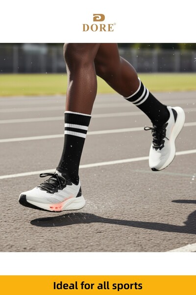 Dore Original Men's 3 Pairs Trainer Running Socks Premium Sweat-Absorbent Breathable Long Tube Sports Socks