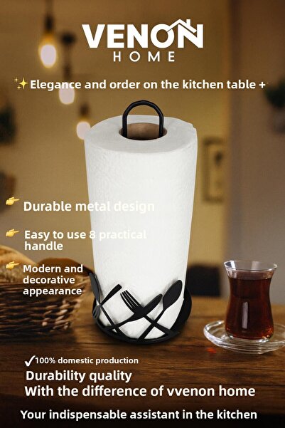 VENON Fork Spoon Knife Metal Paper Towel Holder, Roll Towel Holder, Napkin Holder Countertop Paper Towel Holder Upright