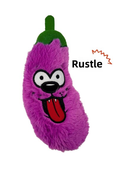 Havhav Chubby Eggplant Plush Dog Toy | Purple Dog Playmate with Rustling Sound
