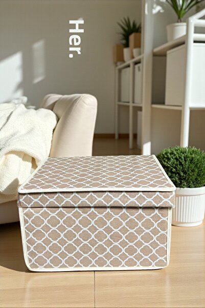 VAYBE 3PCS Mini Storage Box, Box Storage, Box, Organizer, Toy Box Cream Chain Pattern 30x40x25