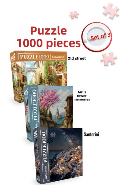 Neverland 3 Pcs 1000 Piece Puzzle - Girls Tower Memories and Old Street and S...