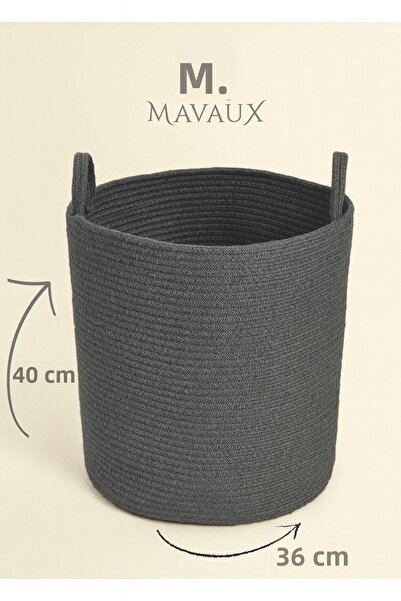 MaVaux Coș texturat de dimensiuni mari, realizat manual – 40 x 36 cm, organizator decorativ pentru amenajarea casei, jucării și rufe