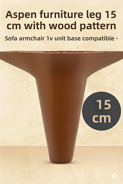 MH MiniHediye Picior de mobilier Aspen 15 cm cu model din lemn – Compatibil cu canapea, fotoliu, unitate TV, dulap