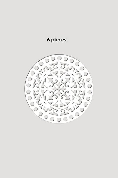 Lucena Ξύλινο Στρογγυλό Μοτίβο Μοντέλο 1 Βάση Δίσκου Καλαθιού 15cm 6 Τεμάχια Λευκό 3mm