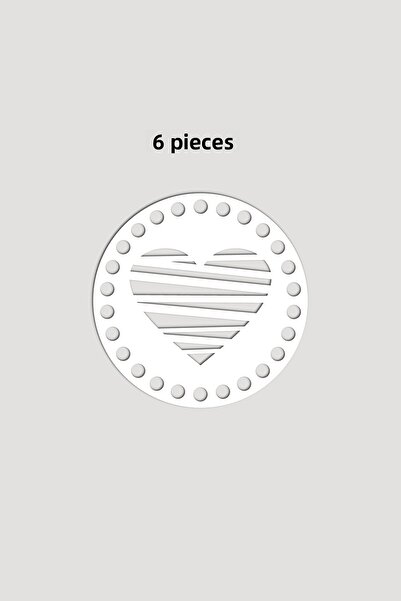 Lucena Ξύλινη Στρογγυλή Βάση Δίσκου Καλαθιού Καρδιάς 12x12 cm 6 Τεμάχια Λευκό 3mm