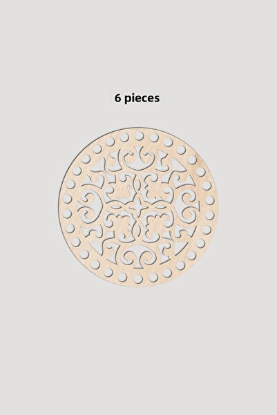 Lucena Ξύλινο Στρογγυλό Μοτίβο Μοντέλο 2 Βάση Δίσκου Καλαθιού 15 εκ. 6 Τεμάχια Αξιοκοριά 3mm