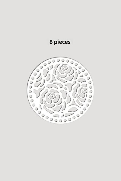 Lucena Ξύλινο Στρογγυλό Μοτίβο Μοντέλο 6 Βάση Δίσκου Καλαθιού 18cm 6 Τεμάχια Λευκό 3mm