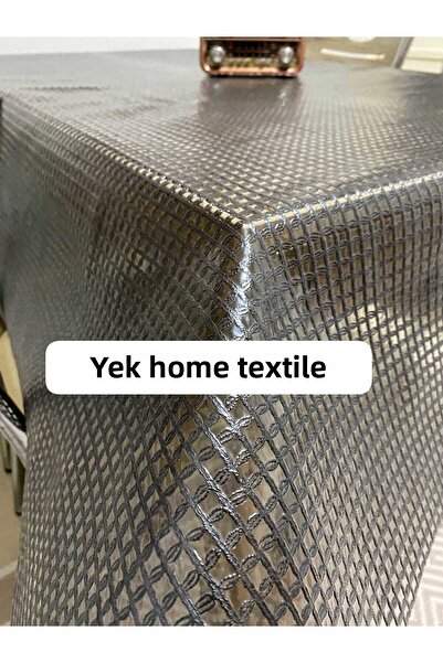 YEK HOME TEKSTİL مفرش طاولة فاخر من القش الأسود مغطى بطبقة PVC قابلة للمسح، مقاوم للماء وشفاف