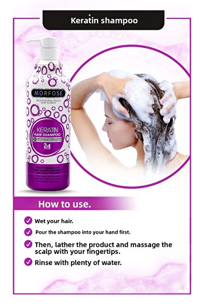 Morfose Keratin Hair Care Shampoo 1000 ml 3 Pieces - Nourishing, Protective Effect