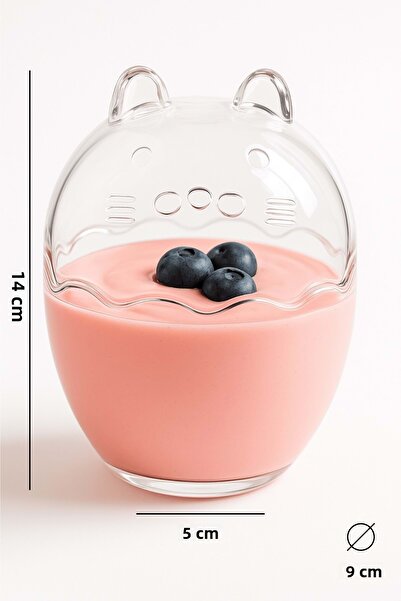 Jenisa Magnolia Bowl Set with Cat Figure – Presentation Bowl in the Shape of an Egg with Glass Lid, Set of 4