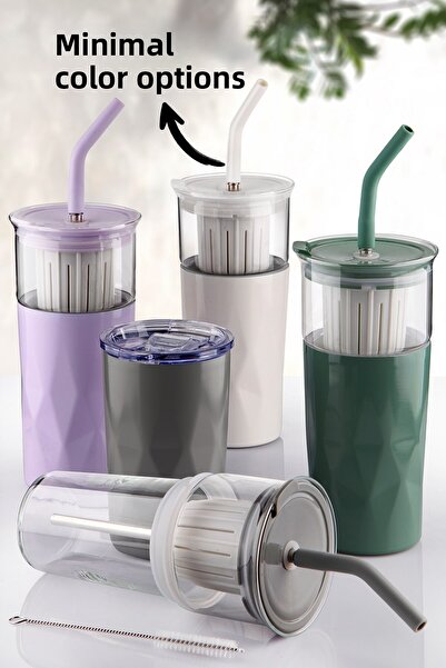 Nandy Home 5-in-1 Mug & Thermos Water Bottle with Straw – 700 ml / 500 ml – Multi-Purpose for Hot and Cold Drinks