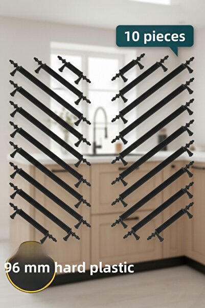 MH MiniHediye Mâner pentru mobilă din plastic dur Polavit negru 96 mm – Set de 10