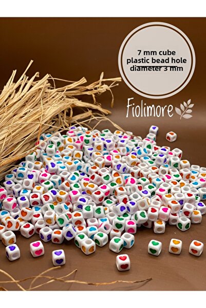 Fiolimore 7X7 mm Cube Beads (25 Grams-95 Pieces 1St Quality Plastic White wit...