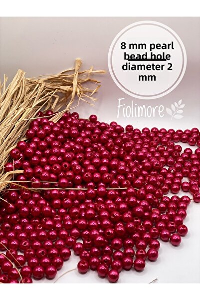 Fiolimore 8 χιλιοστά Φούξια Α ποιοτικές πλαστικές χάντρες με μαργαριτάρια (50...
