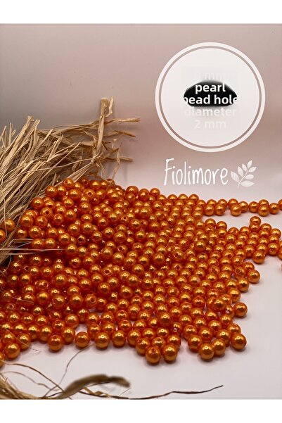 Fiolimore 8 мм оранжеви пластмасови перли от клас А (50 грама - 200 броя) Акс...