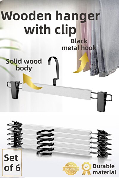 Nandy Home 6 bucăți din lemn, umerase pentru pantaloni și fuste, umerase pent...