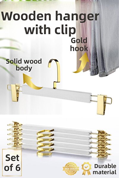 Nandy Home 6 bucăți din lemn, umerase pentru pantaloni și fuste, umerase pent...