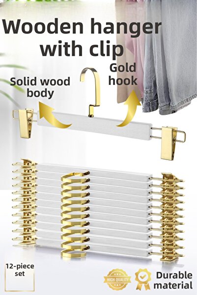 Nandy Home 12 bucăți din lemn, umerase pentru pantaloni și fuste, umerase pen...