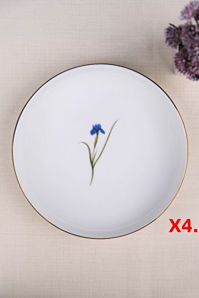 tabakevi Tabak Evi Porcelain Natura Iris Gold Gilded Deep Plate 18.50cm Set of 4