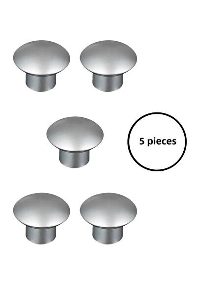 MegaVitrin 5 Pcs Silver Plastic Mushroom Knob Furniture Handle Set - Single Screw - Cabinet and Drawer Knobs