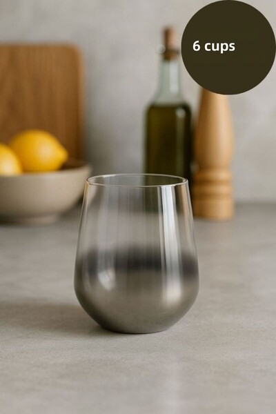 isra kristal طقم أكواب زجاجية فاخرة مكون من 6 قطع مطلية بالتيتانيوم الفضي - ك...