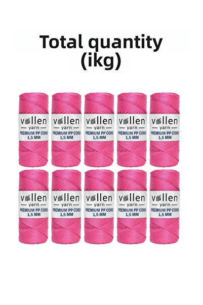 vollen yarn خيط مكرامية من البوليستر 1.5 مم 100 جرام 150 متر - عبوة من 10 قطع...