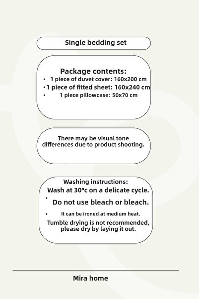 Mira Home Blue Floral Patterned Cotton Single Duvet Cover Set