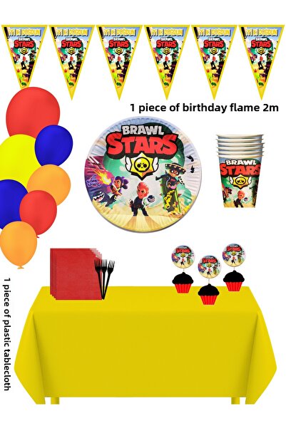 HAPPYLOOPPARTY مجموعة زينة حفلات أعياد الميلاد من براول ستارز تتسع لـ 24 شخصًا