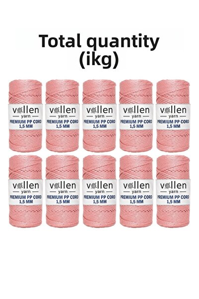 vollen yarn خيط مكرامية من البوليستر 1.5 مم 100 جرام 150 متر - عبوة من 10 قطع...