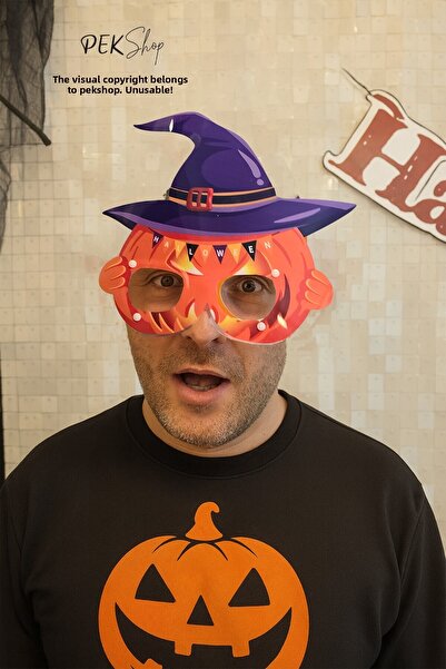 PEKSHOP Halloween Pumpkin Glasses with Witch Hat Halloween Accessory