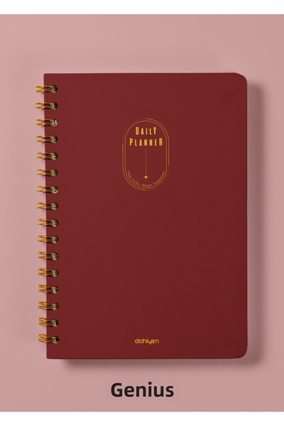 Dahiyen A5 Spiral Linen Undated Planner Agenda - Burgundy Hard Cover