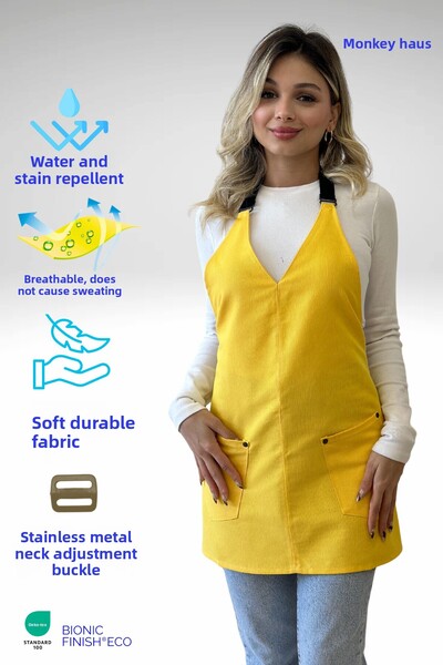 Monki Haus طارد المياه مقاوم للبقع مقهى باريستا السيراميك المعجنات كوك النادل زهرة مطعم مقهى Apron النساء المئزر