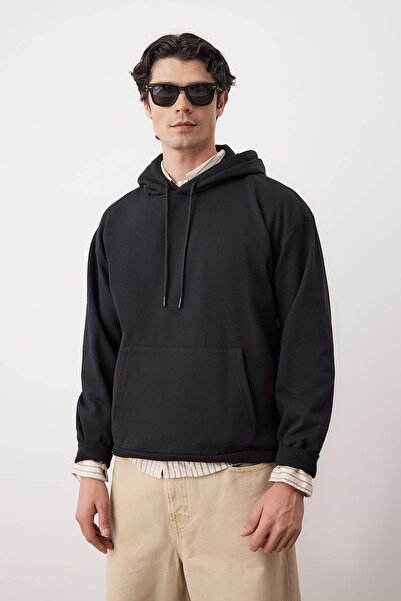 Trendyol Collection Черно Oversize/ширококроено качулато с вътрешна полар/топло палто с елен принт TMNAW22SW1651