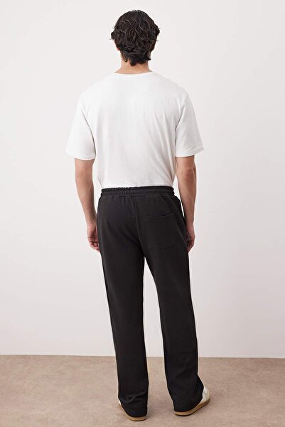 Trendyol Collection Black Straight Fit Wide Leg Interlock Comfortable Cotton Pants Tmnaw26Pl00002
