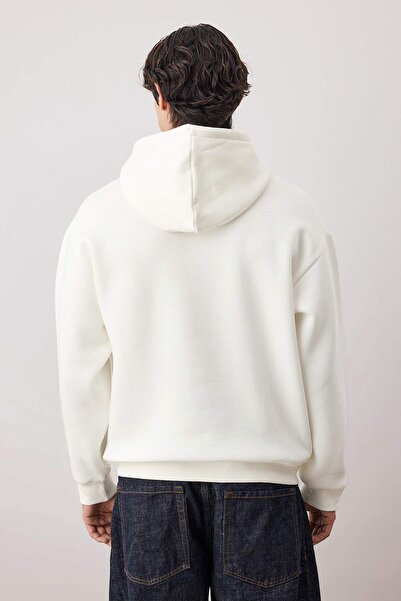 Trendyol Collection Екрю Basic Oversize/Широкий крій з капюшоном, підкладка з флісу/теплий світшот TMNAW21SW2005