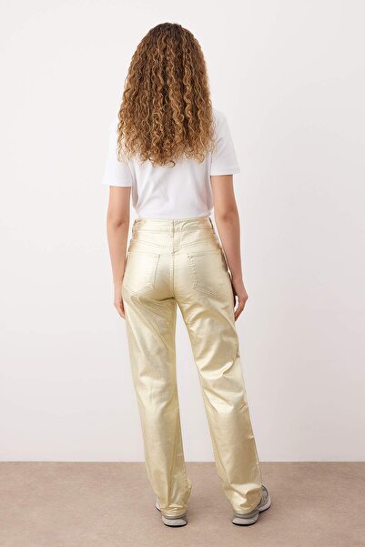 Trendyol Collection Επιχρυσωμένο ψηλόμεσο ίσιο τζιν TWOAW26JE00155