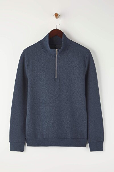 Trendyol Collection Індіго Регулярний/нормальний крій Стійкий комір Товстий флісовий светр TMNAW26SW00021