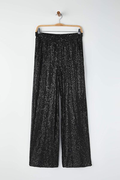 Trendyol Collection Black Sequin Stylish/Night Party Mini Shorts Lined Pants Tpraw26Pl00001