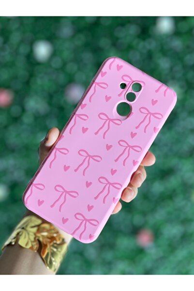 Store Huawei Mate 20 Lite Uyumlu  Kalp ve Kurdale Desenli içi Kadife Silikon Kılıf