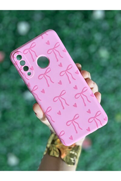 Store Huwaei P30 Lite Uyumlu  Kalp ve Kurdale Desenli içi Kadife Silikon Kılıf